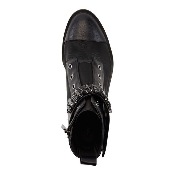 KARL LAGERFELD Womens Black Eyelets Pippa Round Toe Block Heel Combat Boots 6 - Picture 3 of 4